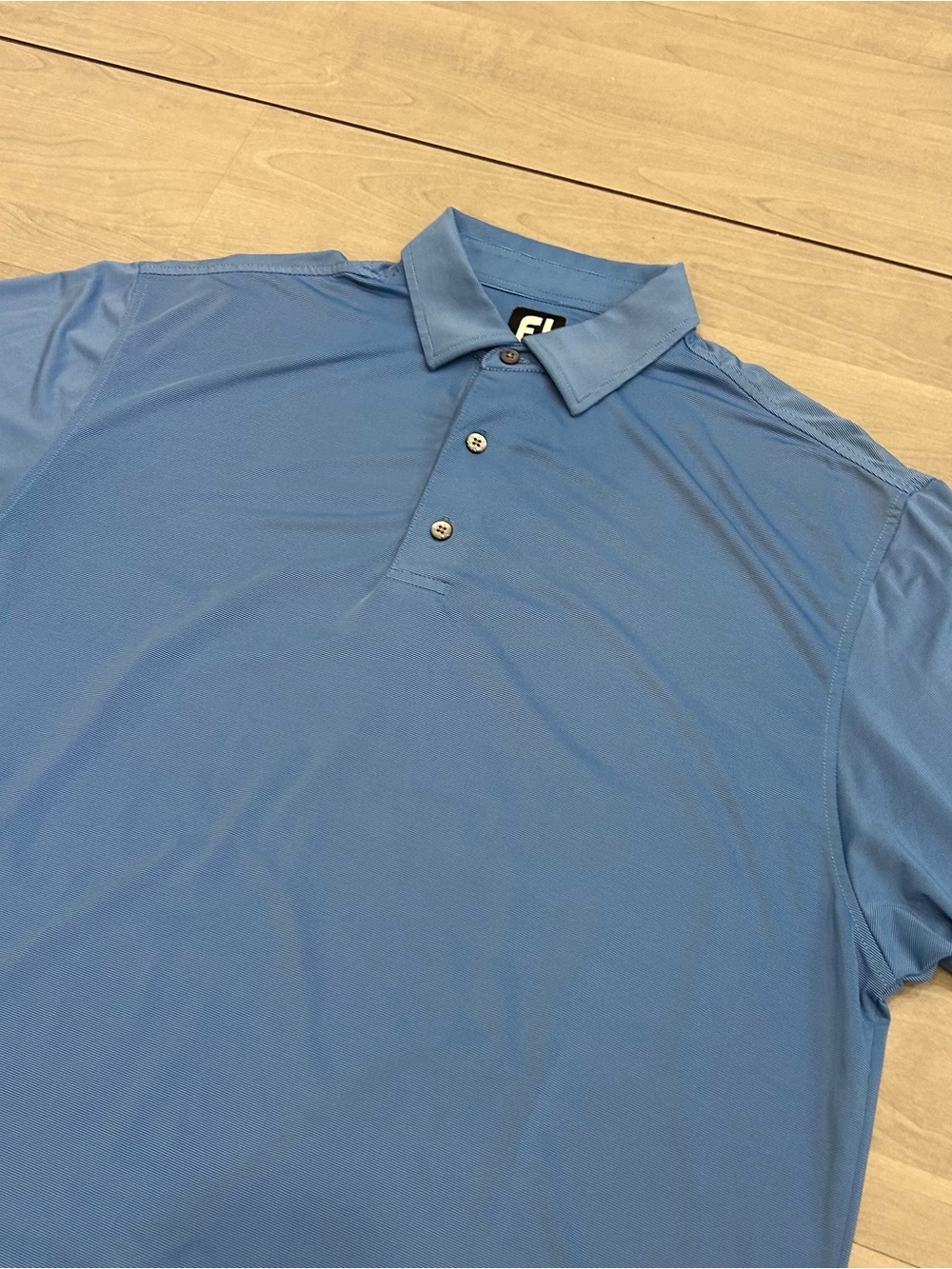 Footjoy FJ Mens Large Blue Performance Golf Polo Shirt 2014 Logo READ